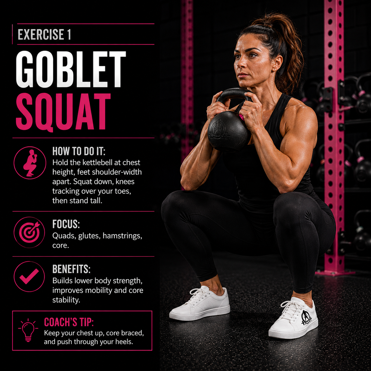 Goblet Squat kettlebell exercise demonstration