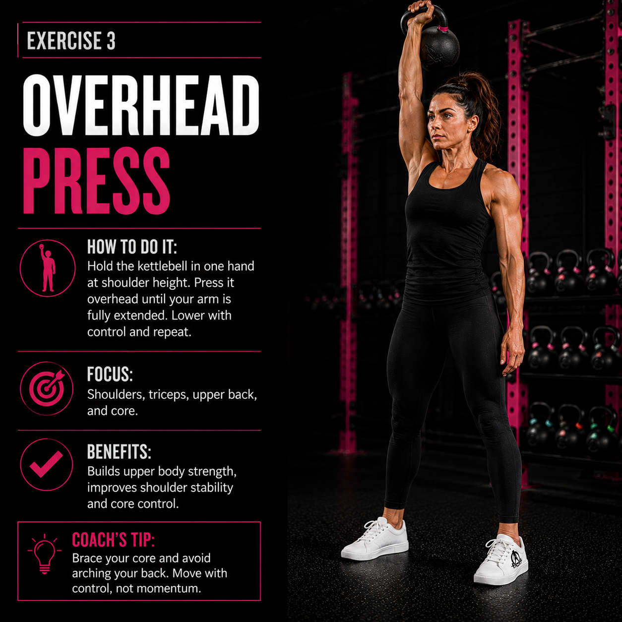 Overhead Press kettlebell exercise demonstration