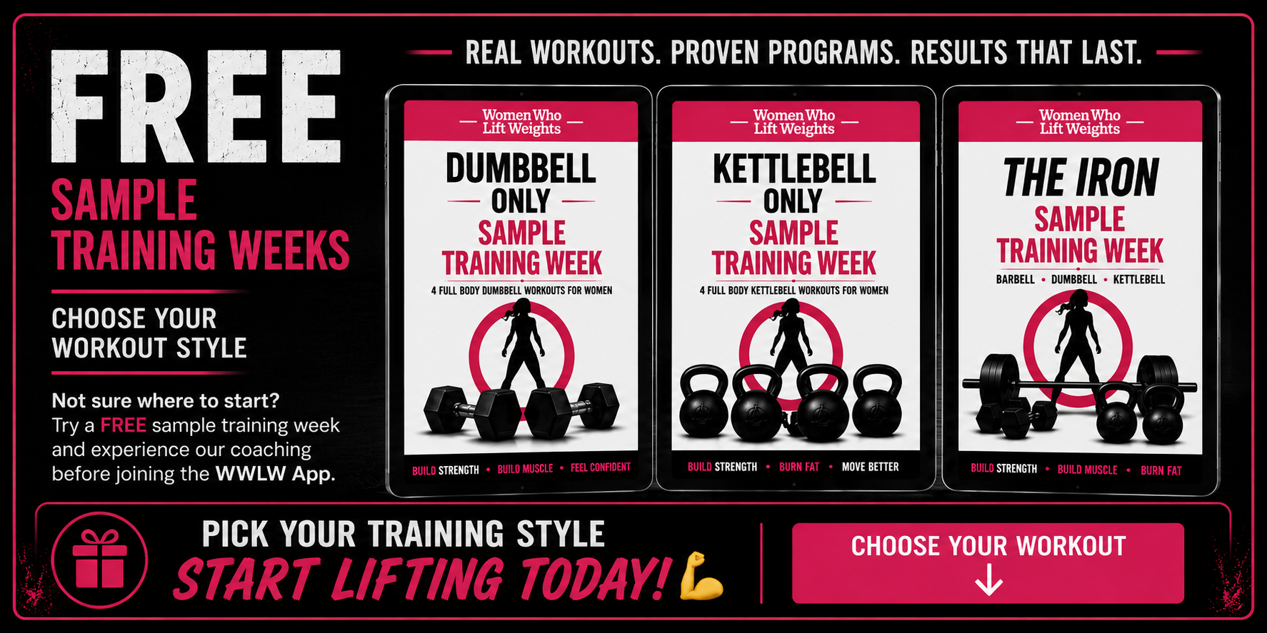 Free Sample Training Weeks - Women Who Lift Weights
