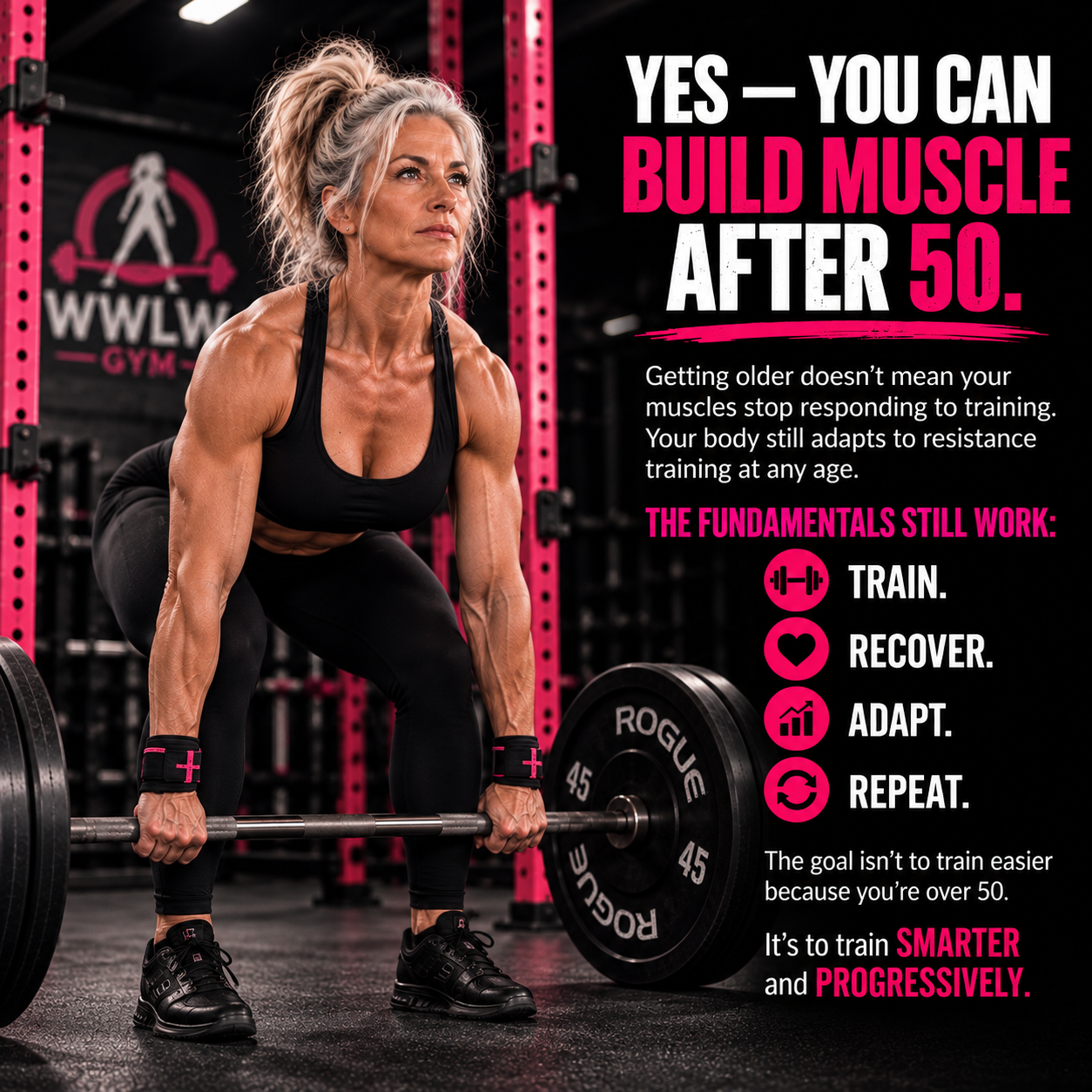 Yes, you can build muscle after 50. The fundamentals still work: train, recover, adapt, repeat.